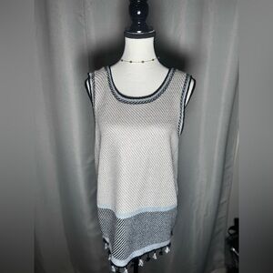 NIC+ZOE Navy and White Sleeveless Tank Top NWOT